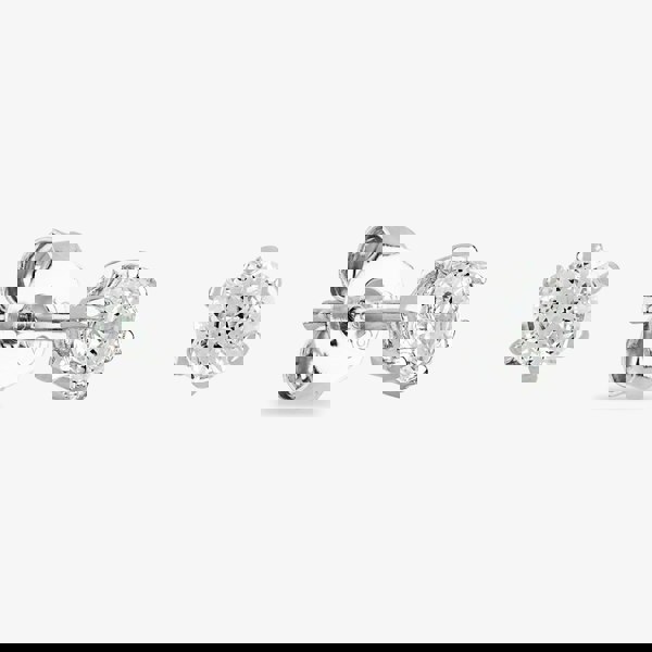 Starbright Silver 4mm Six Claw Round Cubic Zirconia Stud Earrings E2177(4M) 3A