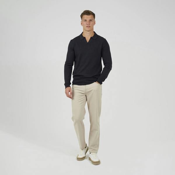 Brave Soul Navy Trophy Neck Knitted Polo - Navy Image 3