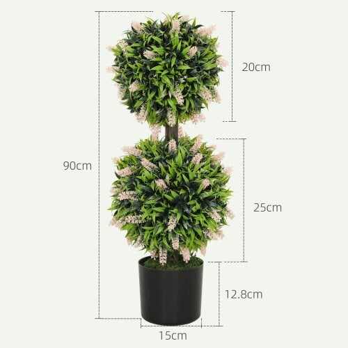 Wyld Haus Nosu Set Of 2 Artificial Lavender Flower Ball Trees In Pots 70cm Pink