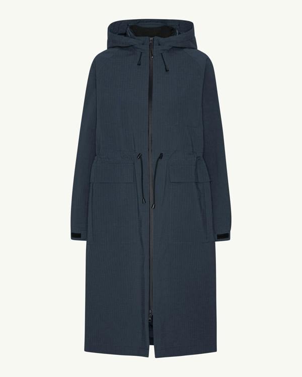 Ilse Jacobsen Thermal Womens Long Parka Raincoat - Dark Indigo 660 | CHO | Designer Womens Parka Coats