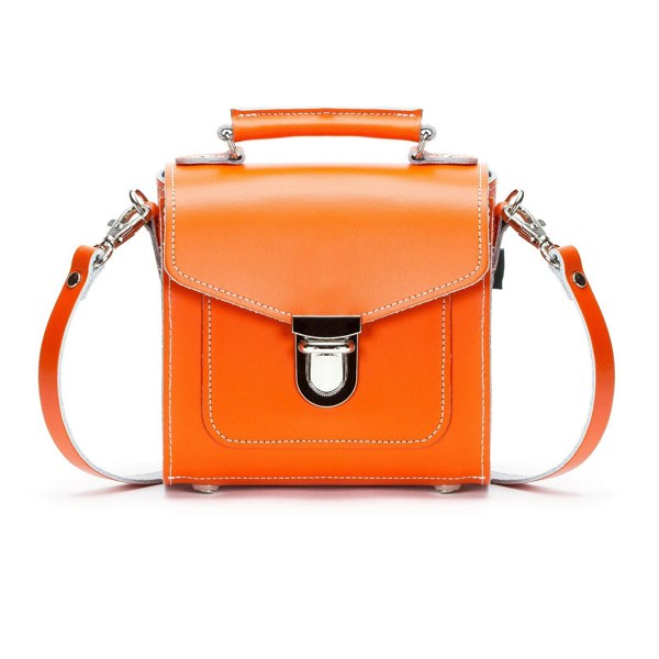 Zatchels Handmade Leather Sugarcube Handbag - Orange