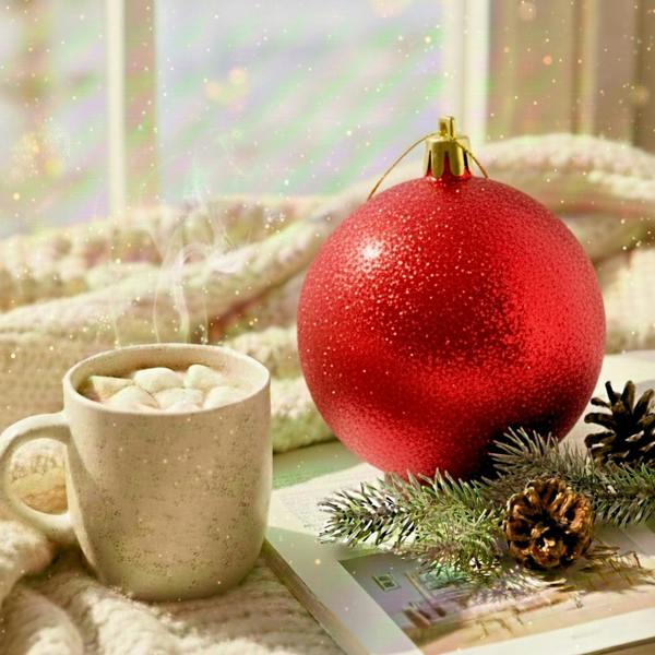 Shatchi 2cm Red Glitter Christmas Bauble for Tree and Home Decor, Shimmering Hanging Ornament
