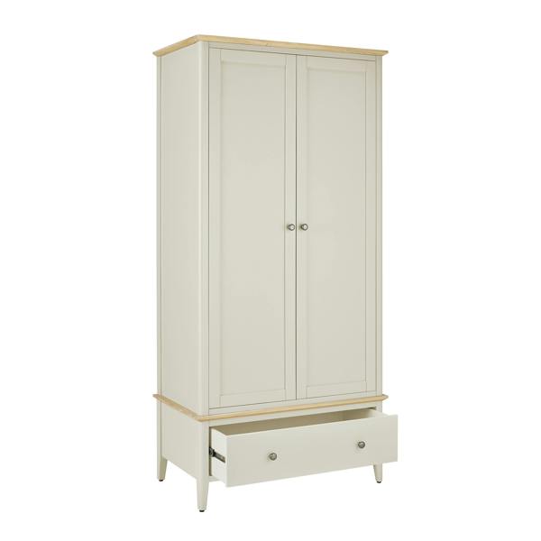 Statement Furniture Pembroke Double Wardrobe with Oak Top Modern 2 Door Wooden Storage