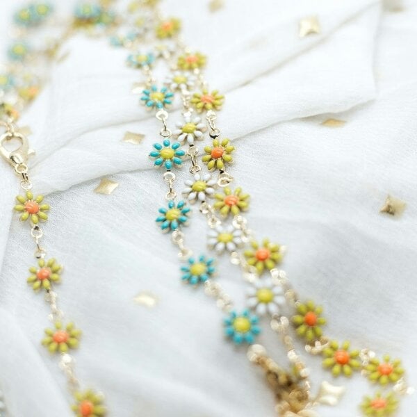The Colourful Aura Colourful Yellow Flower Charm Indie Boho Daisy Choker Summer Adjustable Necklace