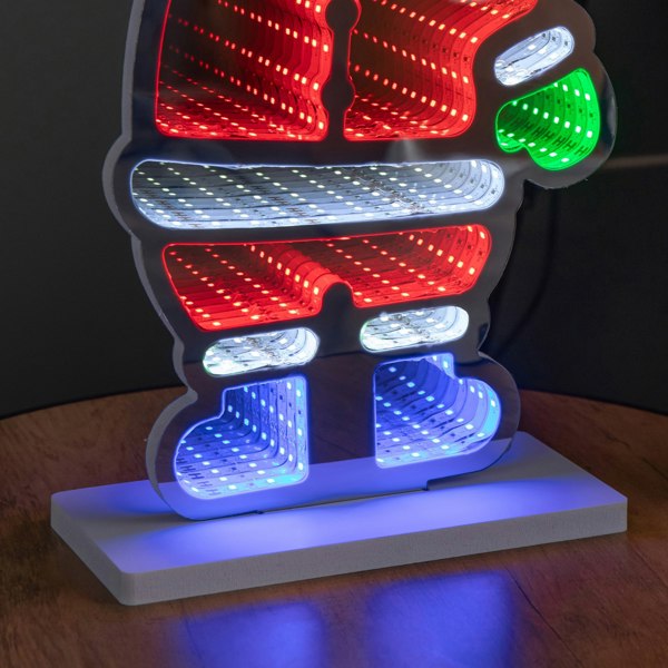Samuel Alexander 40cm Light up Waving Santa Infinity Light Christmas Decoration with Multi-Coloured LEDs