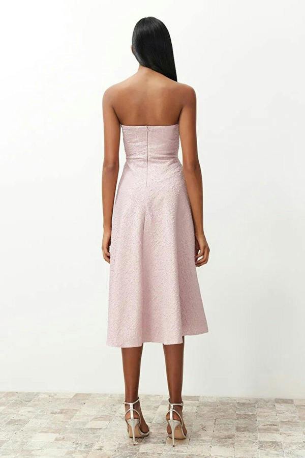 WOVCOR Strapless Textured Midi Dress