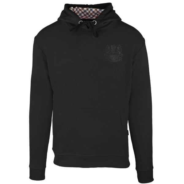 Aquascutum Monotone Aldis Emblem Logo Hoodie - Black