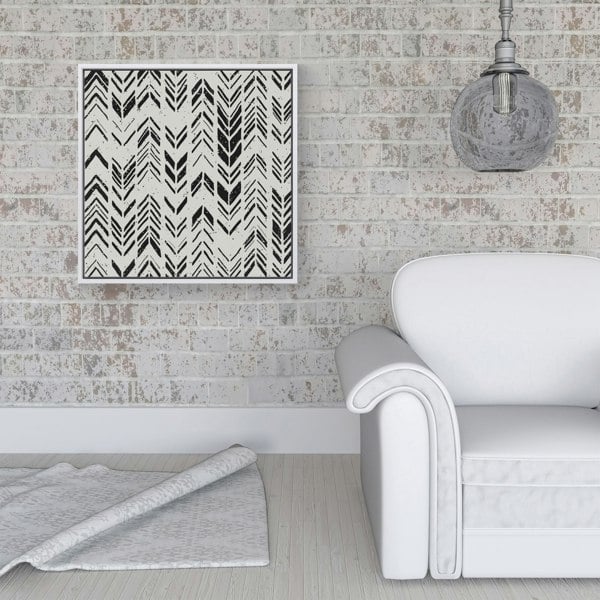 Warren Reed Hand Drawn Chevron Pattern Framed Canvas