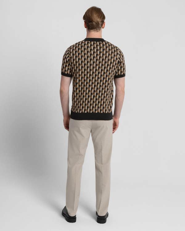Steel & Jelly Geometric Jacquard Short Sleeve Polo Shirt