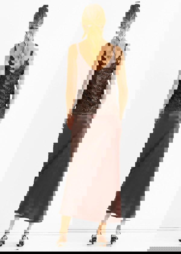 Gini London Chocolate Sequin V Neck Cami Top