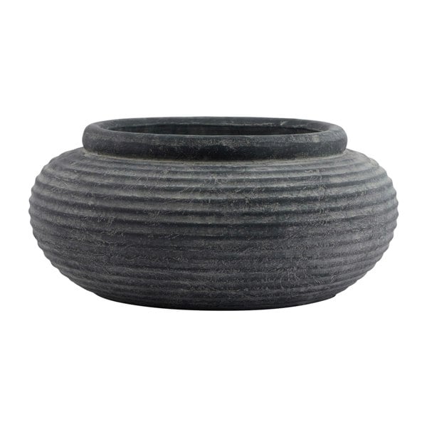 Hill Interiors Amalfi Ribbed Round Planter - Grey