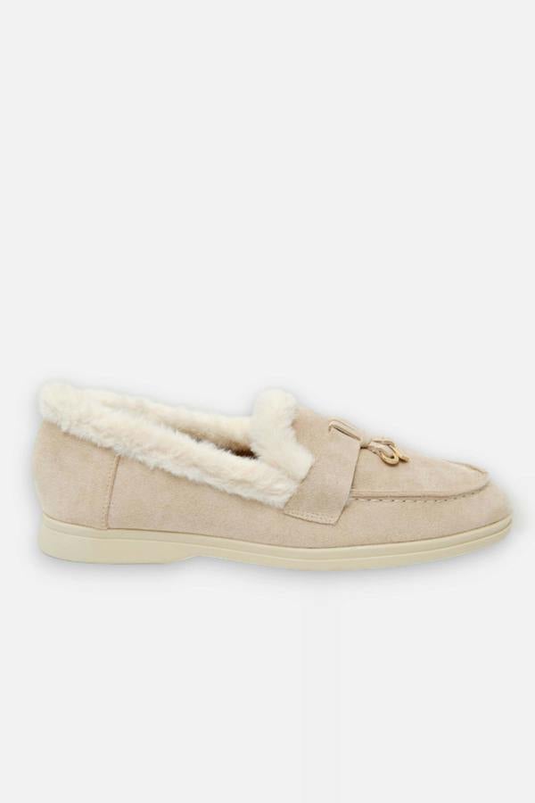 Velvet Crush Loafers Nude, with emphasis on soft faux fur inner trim for added comfort