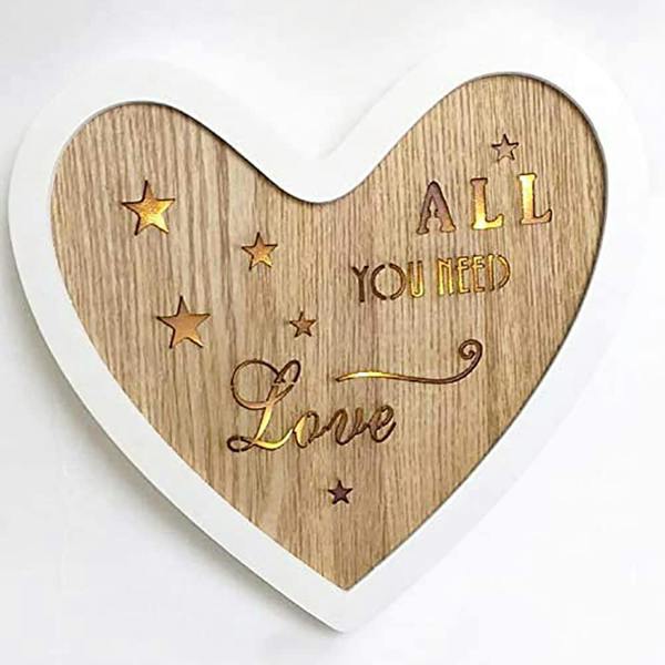 White Wooden Heart LED Table Top Decoration for Christmas and Home Display image 1