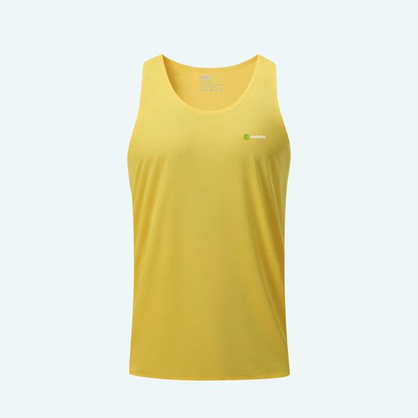 Anniou Unisex Quick-drying Marathon Sleeveless Vest - Yellow-Men