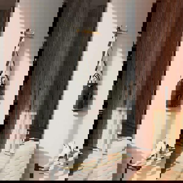 BESLAGSBODEN Triple Hook Coat Rack in Matt Black/Beech Wood, Width 330mm