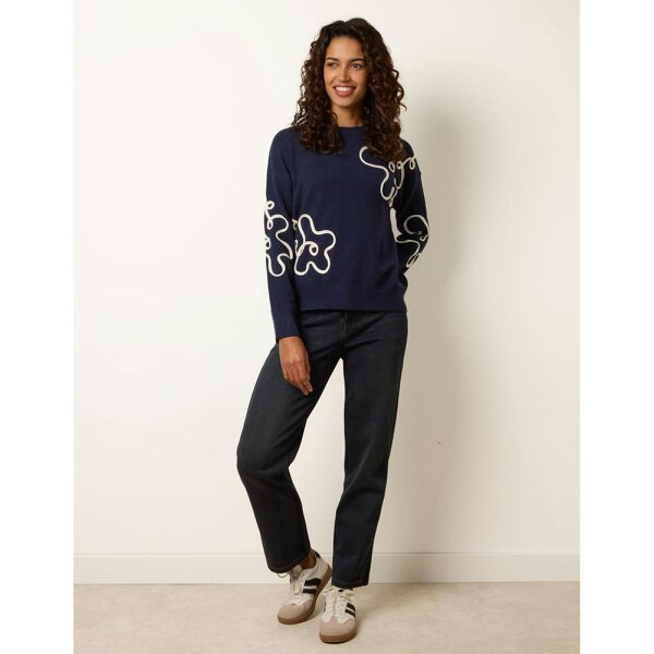 Blue Vanilla Floral Pattern Sweater
