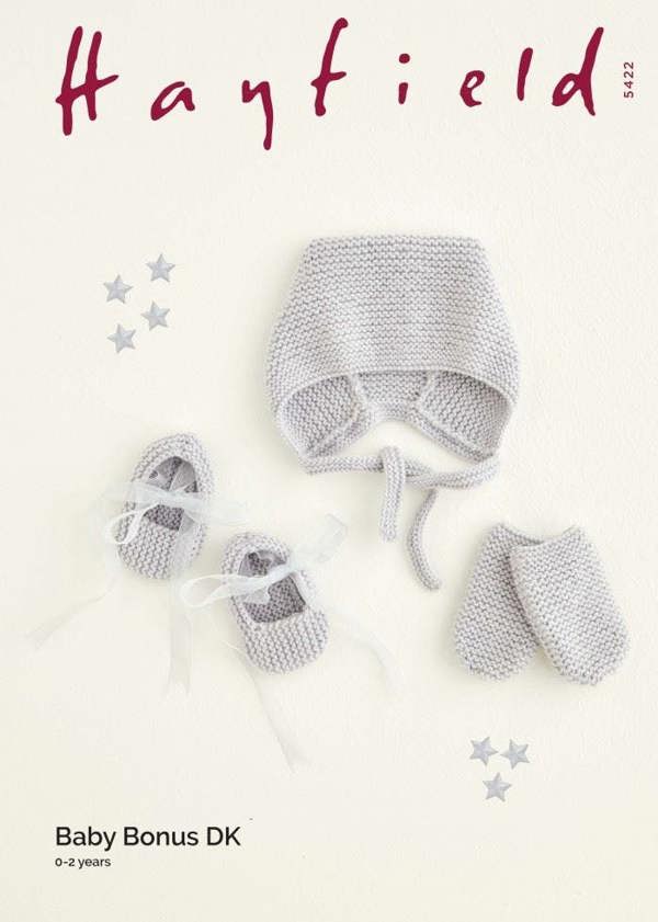 Hayfield Baby Bonus DK Knitting Pattern 5422, Headwear, Gloves, Shoes for Baby, 0 - 2 Years