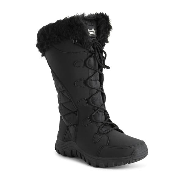 VIVA Women's Quilted Lace Up Waterproof Black Outdoor Cuff Snow Rain Boot