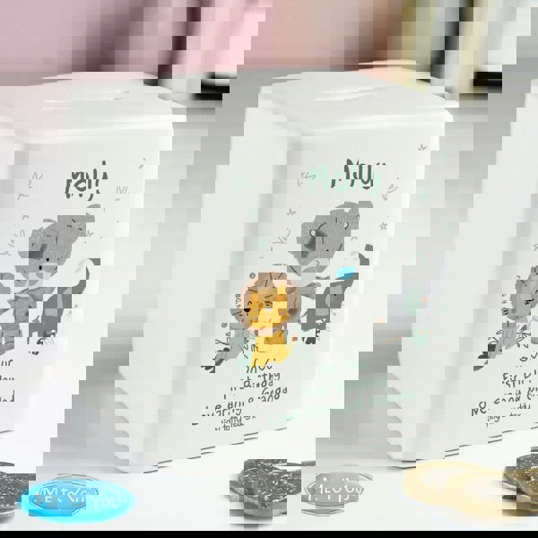 Personalised Memento Company Personalised Tiny Tatty Teddy Jungle Animals Money Box