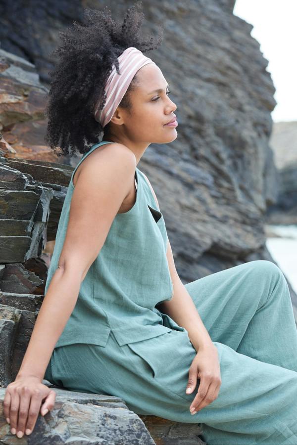 Lily & Me Allium Two Way Button Through Vest Laurel Green
