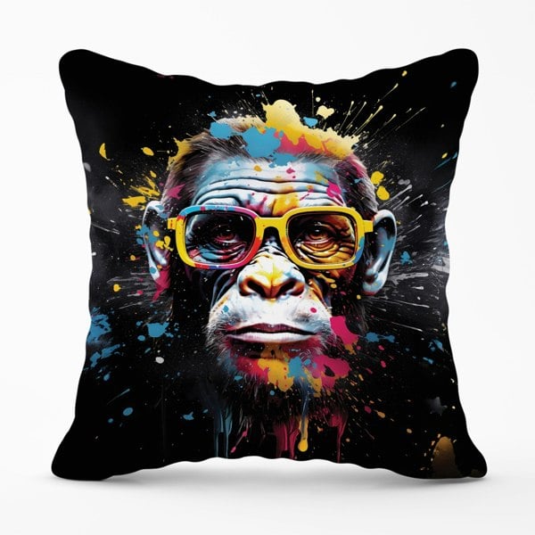 Warren Reed Coloured Splashart Monkey Face Cushions