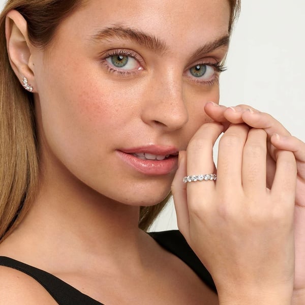 MUCHV Stacking Ring With Round Cubic Zirconia Stones