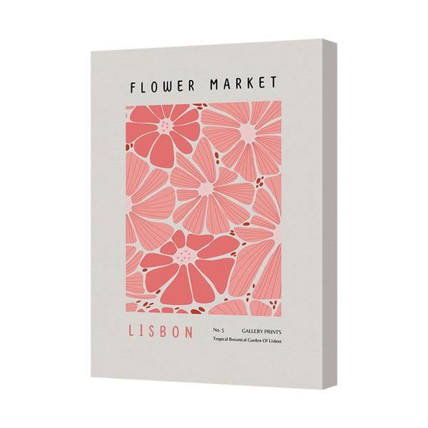 Benjamin Tate Design Flower Market Lisbon Pink Floral Canvas Art Print Modern Wall Decor