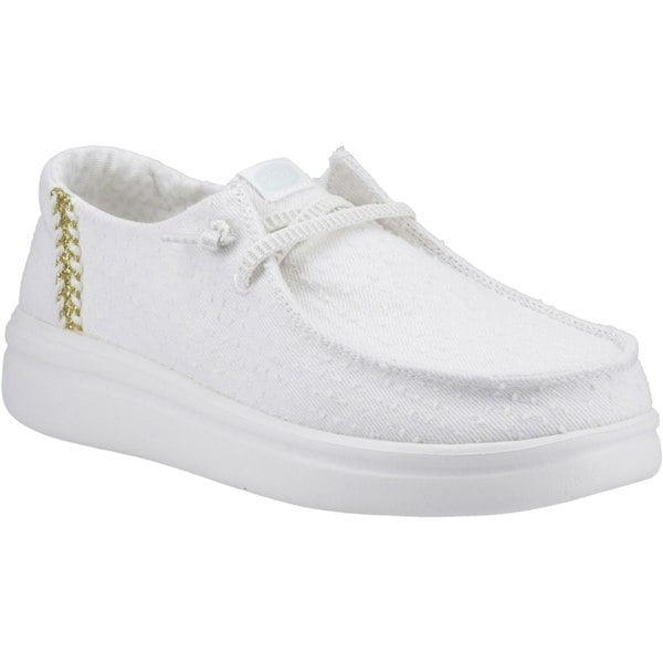 HEYDUDE Wendy Rise Perf Canvas Polyester Blend Women's White Moccasins Shoes