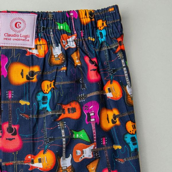 GUITAR COTTON POPLIN PRINT BOXER SHORTS – Premium Men's Patterned Shirt by Claudio Lugli | Bold Design, Tailored Fit, Best Printed Shirts
