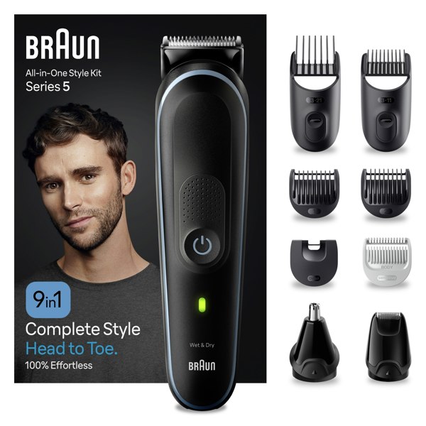 Braun All-In-One Style Kit Series 5 MGK5411, 9-in-1 Kit For Beard, Hair, & More