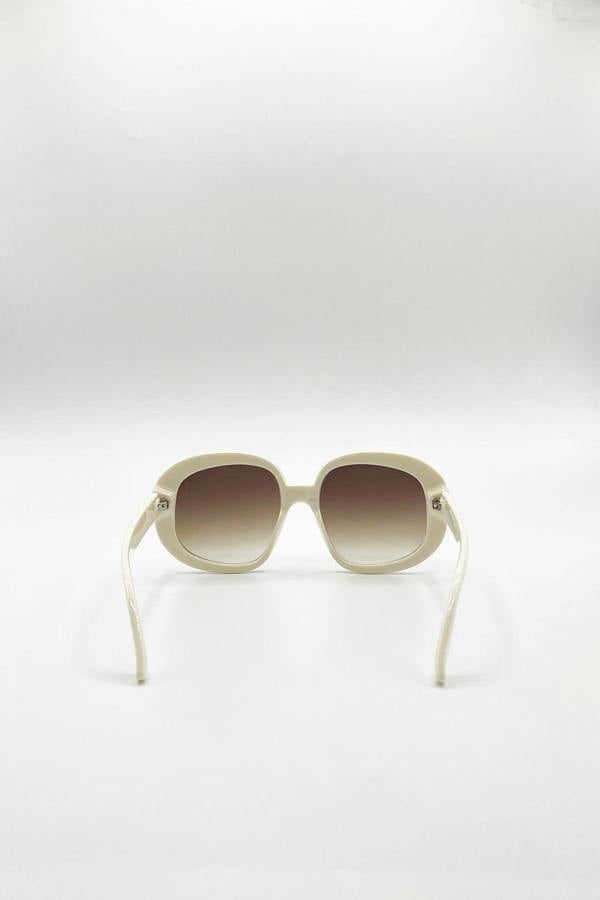 SVNX Bold Round Oversized Sunglasses In Cream