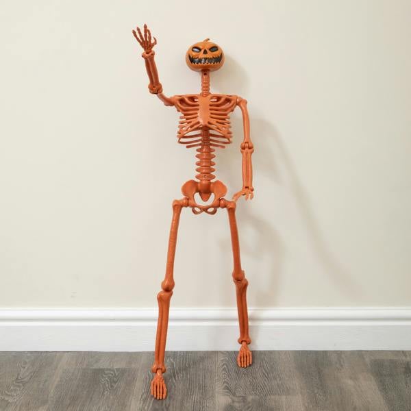 Samuel Alexander 90cm Poseable Pumpkin Skeleton Hanging Halloween Decoration