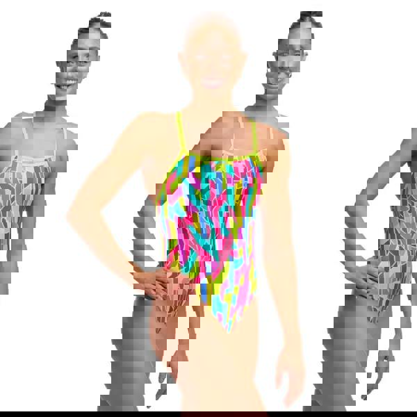 Funkita Candy Cracks Tie Me Tight Swimsuit - Pink/Lime