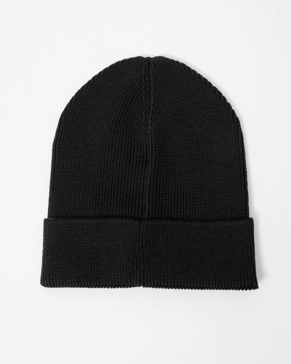 back of a BOSS Orange Foxxy Mens Tonal Logo Beanie in Black 001