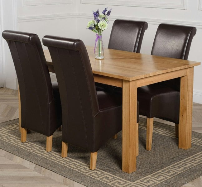 That's Furniture Oslo 150 x 90cm Medium Oak Dining Set with Montana Leather Chairs