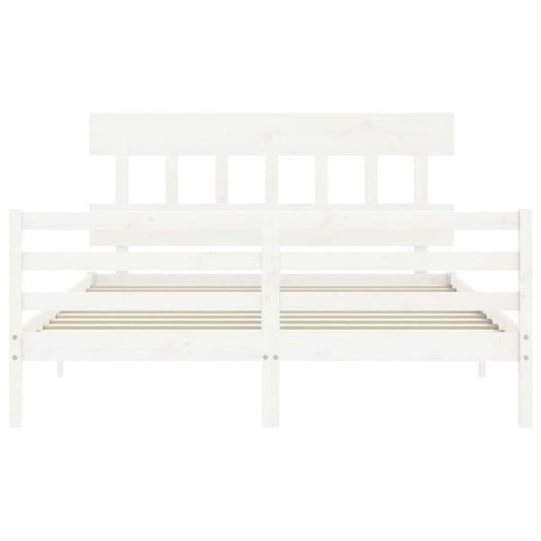 Berkfield Bed Frame with Headboard White 160x200 cm Solid Wood