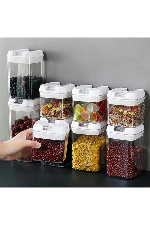 Living and Home 7Pcs Airtight Food Dry Grain Cereal  Storage Containers 6.9L with Clasp Lids （0.5*2+0.8*2+1.2*2+1.9L）