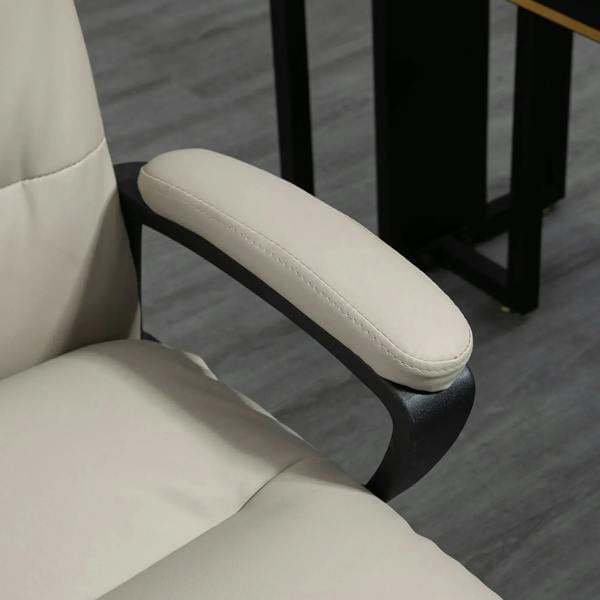 Light grey PU leather office chair armrest pad with black supporting frame