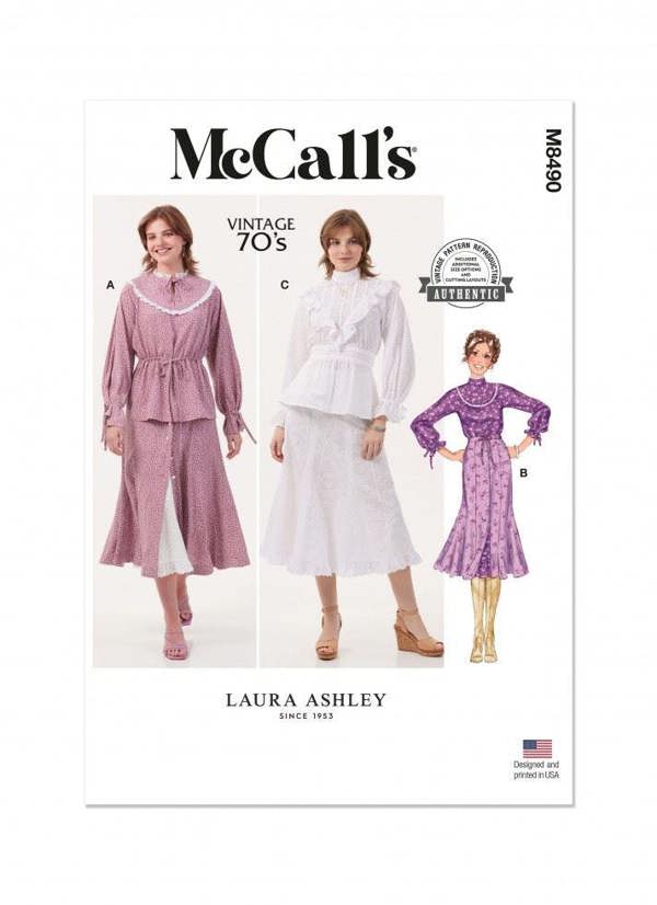 McCalls 8490 Paper Sewing Pattern – Women's Vintage Top, Petticoat & Skirt, Size 8-16, Intermediate