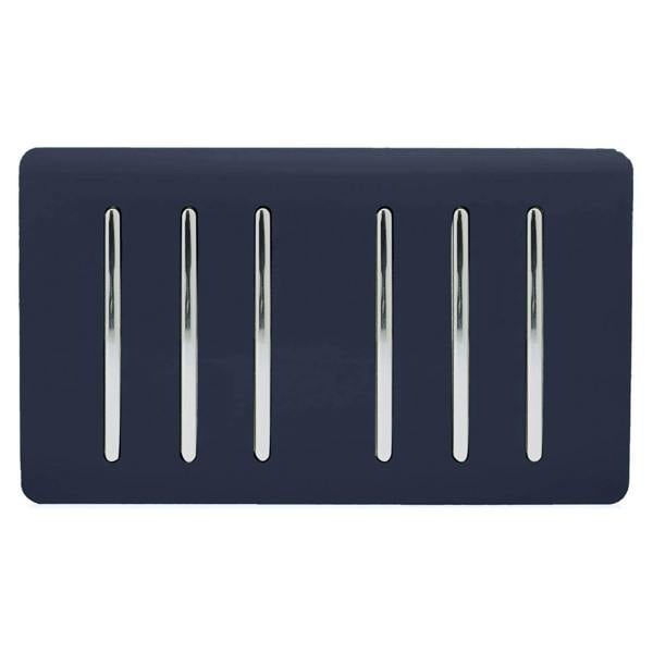 Trendi Switch 6 Gang 1 or 2 Way Light Switch in Navy Blue