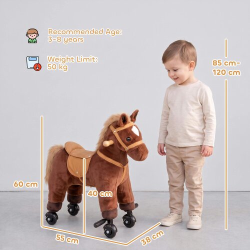 AIYAPLAY Rocking Horse, Plush Ride On Horse with Hoof Neighing