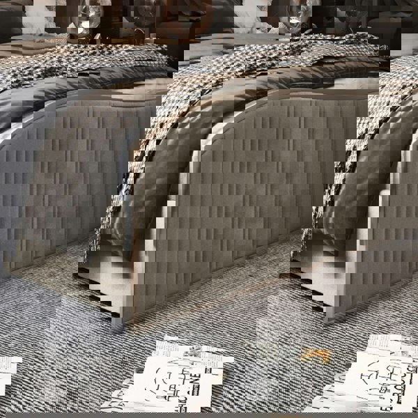 Casa Magna Brixton Upholstered Soft Velvet Metal Bed Frame - Cream