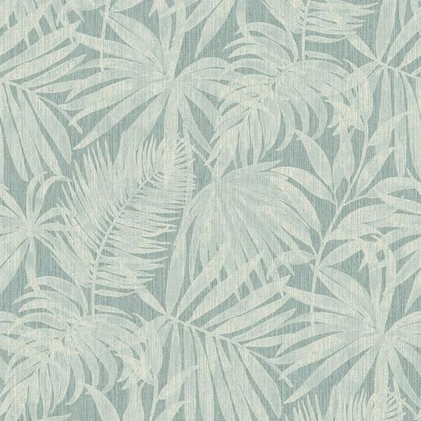 Grandeco Boutique Tropical Palm Leaf PVC-free Eco Wallpaper, Blue