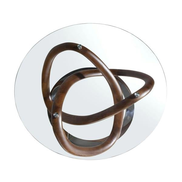 Angel Cerdá Round coffee table tempered glass, walnut and chrome-plated steel 2064