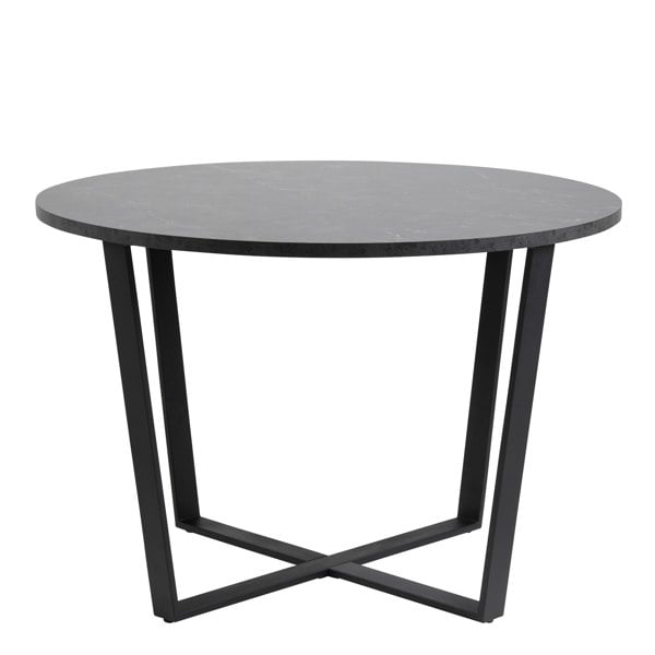Furniture To Go Amble Round Dining Table with Black Marble Melamine Top & Black Legs