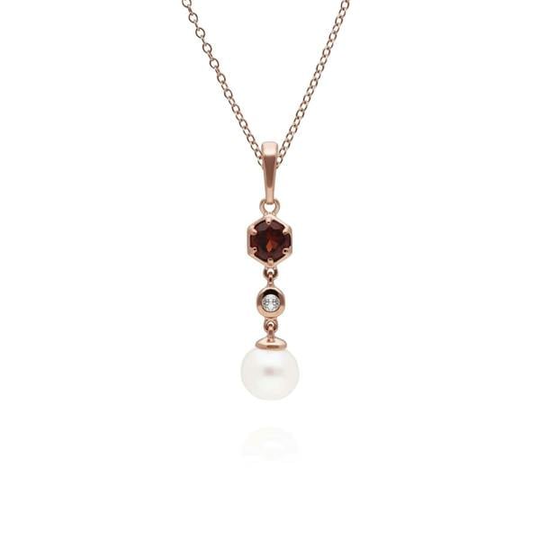 270P030307925 Modern Pearl, Garnet & Topaz Drop Pendant in Gold Plated Sterling Silver 1