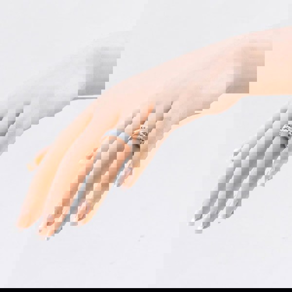 T. H. Baker 9ct White Gold Sapphire & Lab Grown Diamond Three Row Half Eternity Ring LGR44409-SD