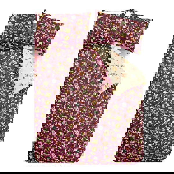 Catherine Lansfield Autumn Pumpkins Reversible Duvet Cover Set Plum