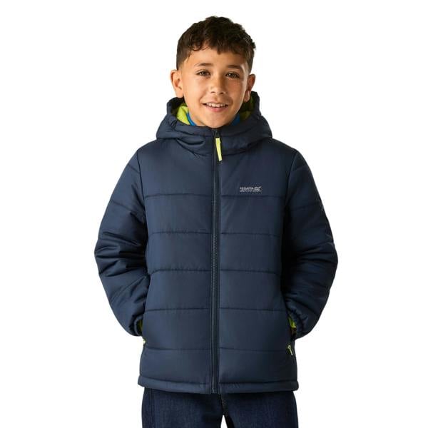 Regatta Childrens/Kids Lofthouse Plain Padded Jacket - Navy/Wild Lime - 