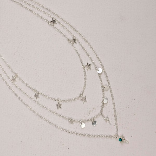 Star Gaze Triple Layer Night Sky Necklace Silver - Lila Rasa